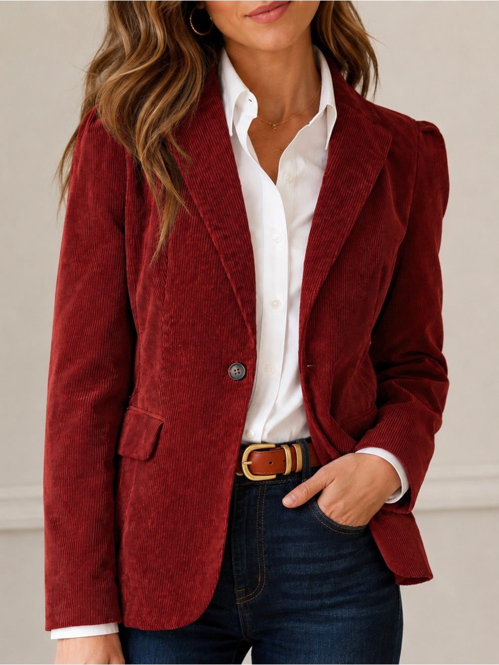 Burnt Siena Corduroy Women’s Fall Blazer Jacket Office Preppy Equestrian Sz 4